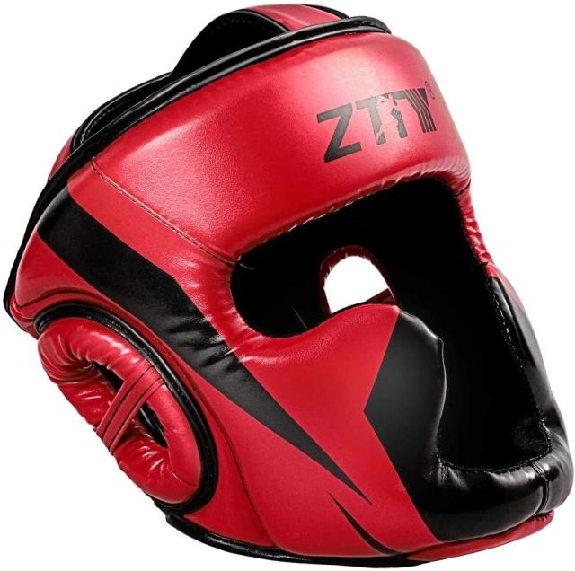 Leather Full Covered Protective Boxing Helmet