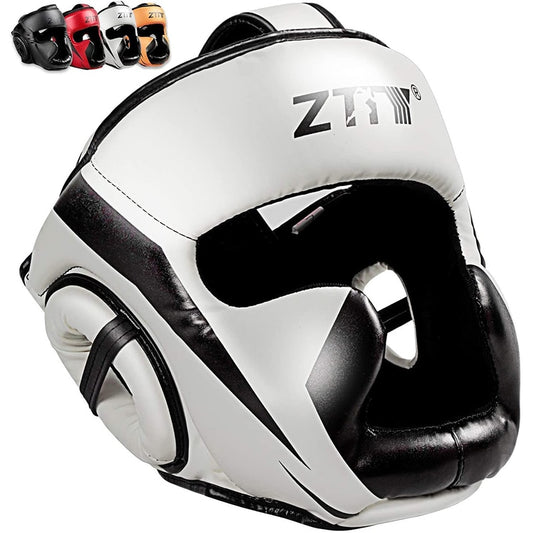 Leather Full Covered Protective Boxing Helmet